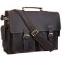 Polare 17'' Mens Full Grain Leather Laptop Briefcase Business Messenger Bag Satchel With YKK Metal Zippers