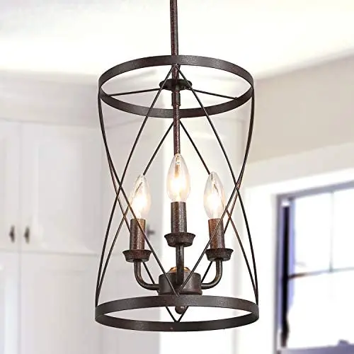 LOG BARN 3-Light Industrial Chandeliers, Vintage Foyer Hanging Lighting Fixture for Dining Room, Living Room, Cylinder Metal Shade, Bronze Finish LOG BARN 3-Light Industrial Chandeliers, Vintage Foyer Hanging Lighting Fixture for Dining Room, Living Room, Cylinder Metal Shade, Bronze Finish