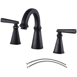 Ufaucet Commercial Antique 2 Handle Widespread Oil Rubbed Bronze Bathroom Faucet, 3 Holes 8 Inch Black Bathroom Vanity Lavatory Faucets