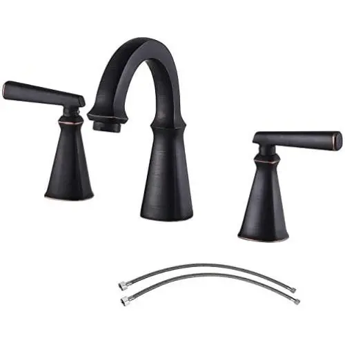Ufaucet Commercial Antique 2 Handle Widespread Oil Rubbed Bronze Bathroom Faucet, 3 Holes 8 Inch Black Bathroom Vanity Lavatory Faucets Ufaucet Commercial Antique 2 Handle Widespread Oil Rubbed Bronze Bathroom Faucet, 3 Holes 8 Inch Black Bathroom Vanity Lavatory Faucets