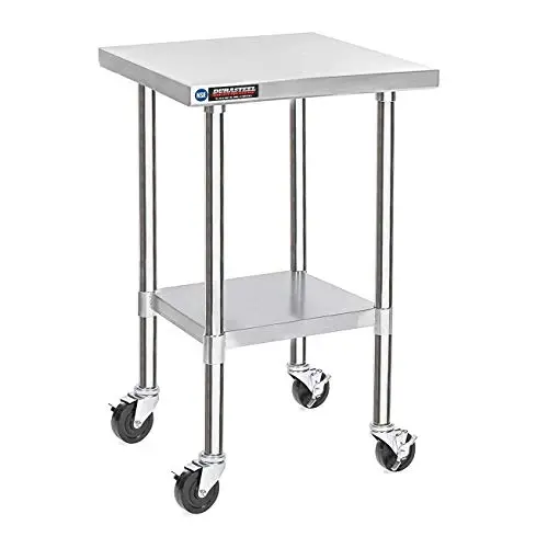 DuraSteel Stainless Steel Work Table 30'' x 18'' x 34'' Height w/ 4 Caster Wheels - Food Prep Commercial Grade Worktable - NSF Certified - Good For Restaurant, Business, Warehouse, Home, Kitchen, Garage DuraSteel Stainless Steel Work Table 30'' x 18'' x 34'' Height w/ 4 Caster Wheels - Food Prep Commercial Grade Worktable - NSF Certified - Good For Restaurant, Business, Warehouse, Home, Kitchen, Garage