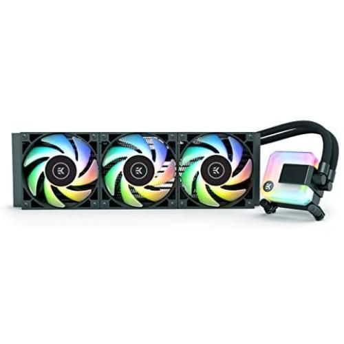 EK 360mm AIO Cooler, D-RGB All-in-One CPU Cooler with EK-Vardar High-Performance PMW Fans, Water Cooling Computer Parts, 120mm Fan, Intel 115X/1200/2066, AMD AM4