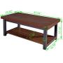 DYH Coffee Tables for Living Room, Rustic Wood and Metal Cocktail Table with Shelf, 47 Inch Vintage Espresso
