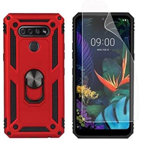 SWP for LG K51 Case,LG Reflect Case,LG Q51 Case,Dual Layer Shock-Absorption Armor Cover,Full-Body Protective Case with Metal Ring Holder Kickstand for LG K51 (red)