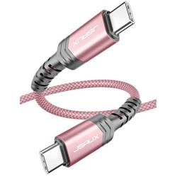 USB C to USB C 60W Fast Charging Cable, JSAUX[2-Pack 6.6ft] Type C Charger Cord Compatible with Samsung Galaxy S21 /S20 /Note 20 10, MacBook Air/Pro 13, iPad Air/Pro 2020, Google Pixel 3/4, etc-Pink