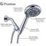 G-Promise Handheld Shower Head High Pressure 6 Spray Settings, Detachable Hand Held Showerhead 4.9'' Face with Extra Long Flexible Hose and Metal Adjustable Bracket (Chrome)