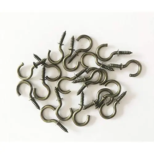 IDEALSV Small Antique Brass Ceiling Hooks 5/8 Bronze Cup Hook Screw-in Light Hooks (40 Pack) IDEALSV Small Antique Brass Ceiling Hooks 5/8 Bronze Cup Hook Screw-in Light Hooks (40 Pack)