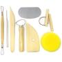 Honbay 8-Piece Wooden Pottery Clay Wax Tool Kit Carving Sculpting Modeling Tool Set