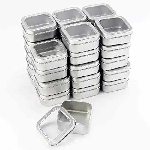 Square Metal Tins with Window Lids by Celebrate It, 30ct. Square Metal Tins with Window Lids by Celebrate It, 30ct.