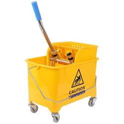 TryE 5 Gallon Yellow Mop Bucket with Wringer 21Qt Plastic Combo Bucket with Metal Handle and Wheels for Cleaning Floor