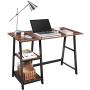 Computer Desk, QooWare 43'' Writing Desk with 2 Storage Shelves on Left or Right for Laptops, Modern Simple Study Wooden Desk with Metal Frame for Home Office, Supports Up to 150lbs