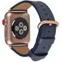 JSGJMY Compatible with Apple Watch Band 38mm 40mm 42mm 44mm Women Men Genuine Leather Replacement Strap for iWatch Series SE 6 5 4 3 2 1 (Navy with Series 5/4/3 Rose Gold Clasp, 38mm/40mm S/M)