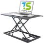 TSFUR Desktop Standing Desk Converter - 0.9” Ultra Thin Metal Computer Laptop Desk Stand - Portable Office Small Ergonomic Height Adjustable Sit Stand Up Desk - Office Supplies Accessories (Black)