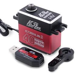 AGFRC 40KG Waterproof Steering-Digital-Servo High-Torque - Programmable Metal Gear Brushless Servo for 1/10 RC Model, Control Angle 180° (A73BHLW&AGF-SPV2)