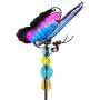 Exhart WindyWing PurpButterfly Metal Garden Stake with Fluttering Glass Wings & Acrylic Beads - Butterfly Metal Stake in Glass & Metal- Cute Butterfly Decorations for the Garden, Yard & Patio, 6 x 30”