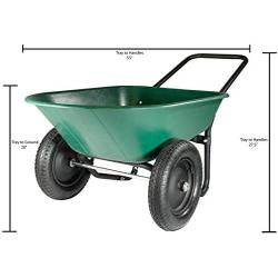 Marathon Yard Rover – 2 Tire Wheelbarrow Garden Cart - Green/Black