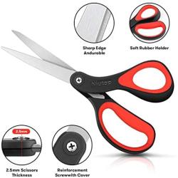 Scissors, Niutop 8'' All-Purpose Ergonomic Super Comfort Soft Grip Office Scissors Craft Shears Stainless Steel Sharp Scissors for Office Home Household School Supplies, Right/Left Handed, 3-Pack