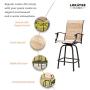 LOKATSE HOME 2 Piece Bar Height Patio Chairs Outdoor Swivel Stools Set Furniture with All Weather Metal Frame, Khaki