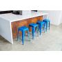 UrbanMod 24 Inch Bar Stools for Kitchen Counter Height, Indoor Outdoor Metal, Set of 4, Blue
