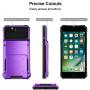 VEGO Compatible for iPhone SE 2020 Case, iPhone 6 6s 7 8 Case Wallet Credit Card Holder Dual Layer Armor Hard Shell Back Protective Shockproof Anti Scratch Rubber Bumper Cover Case 4.7 inch, Purple