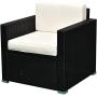 Outsunny 4-Piece Cushioned Patio Furniture Set, with 2 Chairs, Sectional, and Glass Coffee Table, Rattan Wicker, Black