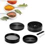 Large Herb Grinder 3 Inch 4 Chambers Flat Spice Grinder with Cleaning Brush (75mm) (Black) (Black)