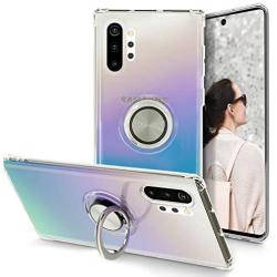 Galaxy Note 10+ Plus/5G Case, Anti Scratch Soft TPU Clear Case with 360 Degree Rotation Button Bounce Finger Ring Kickstand [Work with Magnetic Car Mount] for Samsung Galaxy Note 10+ Plus,Clear