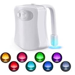 Toilet Night Light, Motion Sensor LED Night Lights,Two Modes with 8 Colors Changing Toilet Bowl Night Light for Bathroom Washroom, Perfect Detection-Fits Any Toilet