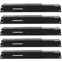 DcYourHome Universal Adjustable Porcelain Steel Heat Plate Shield, Grill Replacement Parts, Heat Tent, Burner Cover,Flavorizer Bar Flame Tamer for Gas Grill, Extends from 11.75'' up to 21'' L （5 Pack）