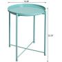 HollyHOME Tray Metal End Table, Sofa Table Small Round Side Tables, Anti-Rust and Waterproof Outdoor & Indoor Snack Table, Accent Coffee Table,（H） 20.28'' x（D） 16.38'', Blue