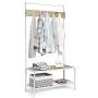 Tangkula 3 in 1 Industrial Hall Tree, Coat Rack Shoes Bench, Entryway Storage Organizer with 2-Tier Storage Bench and 5 Hooks, Wood Look Accent Furniture with Metal Frame (Natural) Tangkula 3 in 1 Industrial Hall Tree, Coat Rack Shoes Bench, Entryway Storage Organizer with 2-Tier Storage Bench and 5 Hooks, Wood Look Accent Furniture with Metal Frame (Natural)