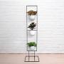 Indoor Metal Vertical Plant Stand with 3 White Ceramic Pots, Iron Flower Pot Holder Rack, Outdoor Decor, Potted Steel Planter Garden Container Display, 23 Bees