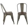JUMMICO Metal Dining Chair Stackable Industrial Vintage Kitchen Chairs Indoor-Outdoor Bistro Cafe Side Chairs with Back and Wooden Seat Set of 4 (Gun)