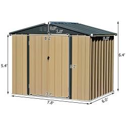 8 x 6 Outdoor Storage Sheds, Metal Utility Storage House for Backyard Patio Furniture Garden Lawn Tool, with Lockable Door