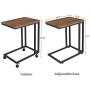 VASAGLE Industrial Side Table, End Table for Coffee Laptop Tablet, Mobile Table with Rolling Casters, Steel Frame, for Living Room, Bedroom, Hazelnut Brown and Black ULNT050B03