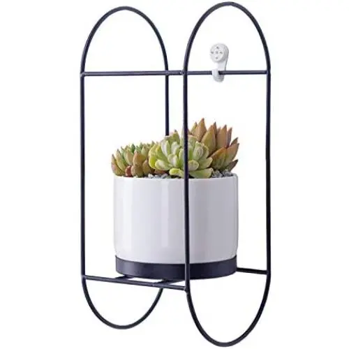 VanEnjoy Modern White Ceramic Desktop Wall Planters Vase and Copper, Succulent Pot Air Plants Mini Cactus Artificial Flowers Hanging Geometric Wall Decor (Oval Black) VanEnjoy Modern White Ceramic Desktop Wall Planters Vase and Copper, Succulent Pot Air Plants Mini Cactus Artificial Flowers Hanging Geometric Wall Decor (Oval Black)