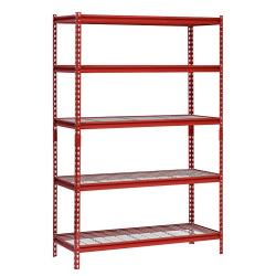 Muscle Rack UR482472WD5-R 5-Shelf Steel Shelving Unit, 48'' Width x 72'' Height x 24'' Length, Red