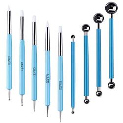 Caydo 9 Pieces Stylus Tools, 5 Pieces 2 Way Total 10 Different DIY Silicone and Ceramic Clay Indentation Tool and 4 Pieces Double-Ended Metal Ball Tools