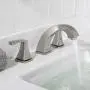 PARLOS Widespread Double Handles Bathroom Faucet with Pop Up Drain and cUPC Faucet Supply Lines, Brushed Nickel, Doris 14172