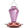 BOLITE 18017-P Hummingbird Feeder, Glass Hummingbird Feeder for Outdoors, Diamond Shape Bottle, 20 Ounces, Lavender