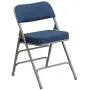 Flash Furniture HERCULES Series Premium Curved Triple Braced & Double Hinged Navy Fabric Metal Folding Chair
