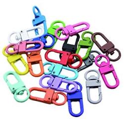 26PCS Assorted Colors Snap Hook Metal Swivel Lobster Claw Clasp for Key Ring Car Keychain Belt ID Lanyard DIY Craft Parts