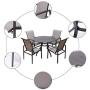 Fit Right 5 Pieces Outdoor Dining Set Patio Furniture with Metal Slat Finish, Steel Tube 38'' Round Dining Table and Patio Chairs with 1‘5“ Umbrella Hole