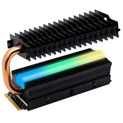 EZDIY-FAB M.2 Heatsink with Heatpipe, 5V 3-Pin ARGB SATA NVMe NGFF M.2 Heatsink SSD Cooler for 2280 M.2 SSD, with Thermal Pad (SSD Not Included)