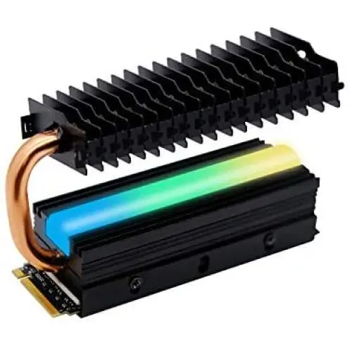 EZDIY-FAB M.2 Heatsink with Heatpipe, 5V 3-Pin ARGB SATA NVMe NGFF M.2 Heatsink SSD Cooler for 2280 M.2 SSD, with Thermal Pad (SSD Not Included)