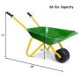 Costzon Kids Metal Wheelbarrow, Yard Rover Steel Tray, Metal Construction Toys Kart, Tote Dirt/Leaves/Tools in Garden for Toddlers, Green