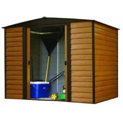 Arrow WR65 Steel 6 x 5 ft. Low Gable Galvanized Coffee/Woodgrain Storage Shed, Wood Grain