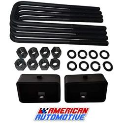 American Automotive Compatible C1500 C2500 C3500 3'' Rear Suspension Lift Solid Steel Blocks +12'' U Bolts