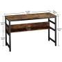 Ruitta 47'' Writing Computer Desk, Home Office Desk with Bookshelf, Writing Desk Study Writing Table, Stable Wood and Metal Frame, PC Notebook Laptop Table Study Desk (47'', Rustic Brown)