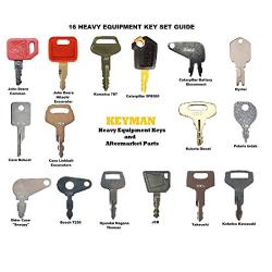 Keyman 16 Heavy Equipment Construction Ignition Key Blank Set Custom Cut to fit Your Equipment 16 Key Blanks